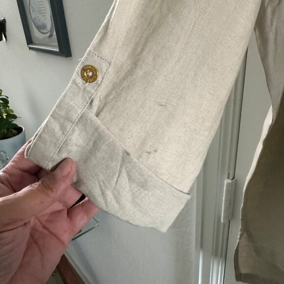 Ellen Tracy Lace-Up Linen Tunic Top XXL Sandstone - Picture 6 of 8